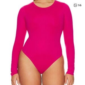 Good American Fuchsia Long Sleeve Bodysuit